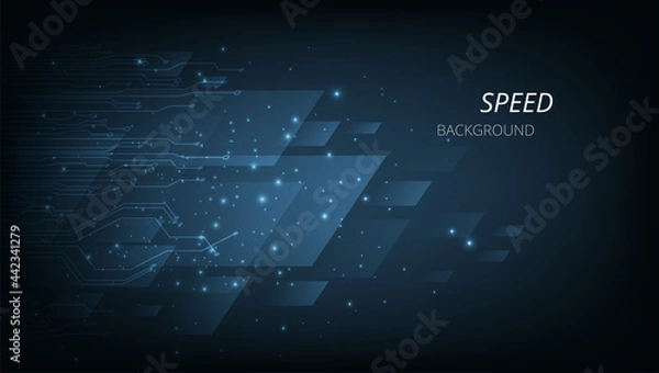 Obraz High speed movement background concept.Lights and square shape moving fast over dark blue background.High speed Technology  background concept.Hi-tech.Vector illustration. 