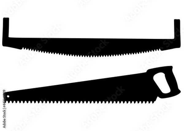Obraz Hand saw and large double saw. Vector image.