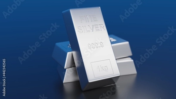 Obraz Silver Bars 1Kg, 3D Graphic (3D Render)