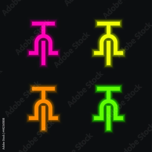 Fototapeta Bicycle four color glowing neon vector icon