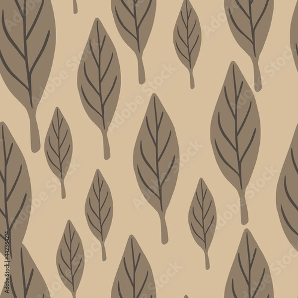 Obraz Decorative seamless pattern with random abstract leaf elements. Foliage autumn colors backdrop.