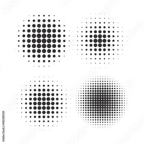 Fototapeta Halftone circles, halftone dot pattern texture set on white background