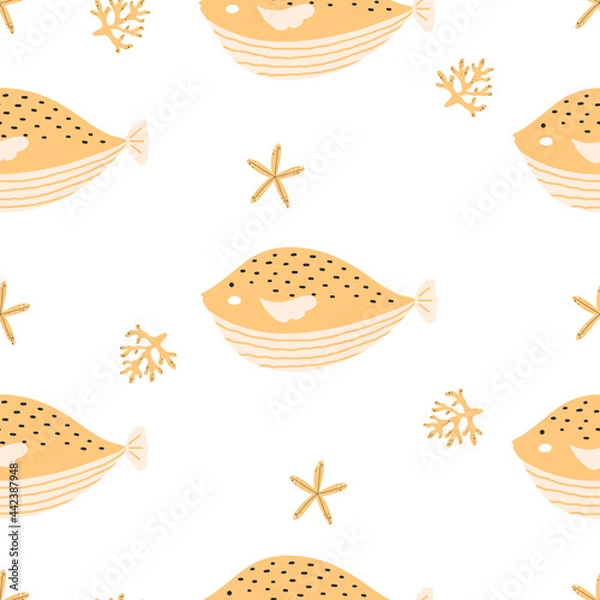 Obraz Seamless pattern with cute fishes in the scandinavian style