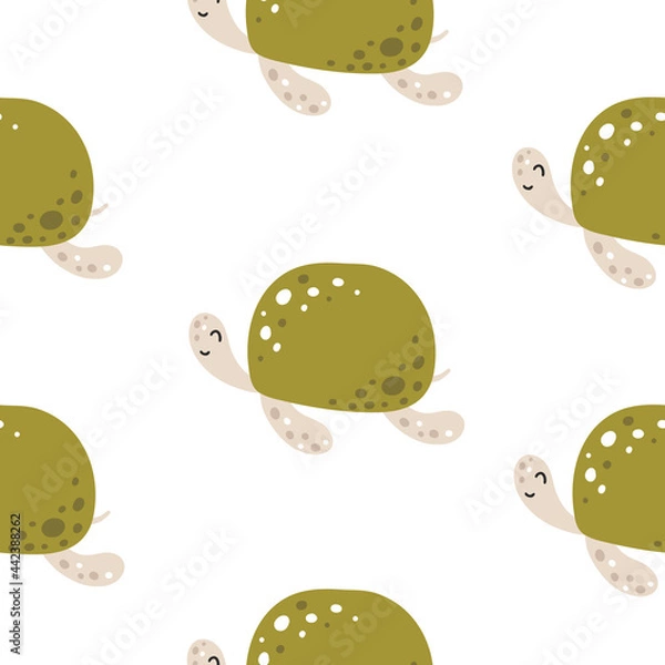 Obraz Seamless pattern with cute turtles in the scandinavian style