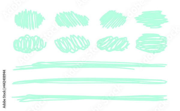 Fototapeta Set of hand drawn scribble isolated on white background.Simple textures for your design.Vector illustration.