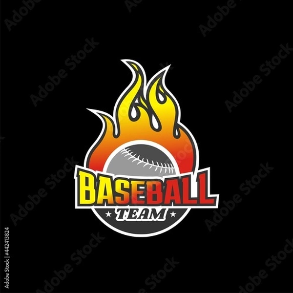 Obraz Baseball team logo design template with fireball concept
