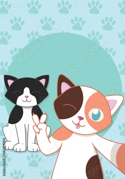 Obraz Cute Cats taking a selfie