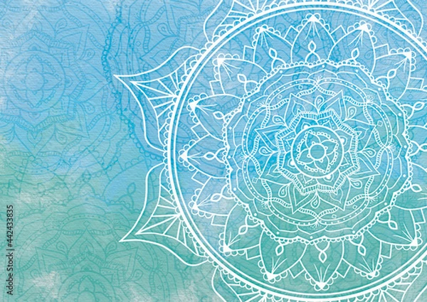 Obraz Blue-Green Mandala Background