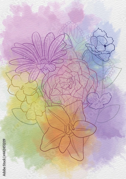 Obraz Watercolor Bouquet of Flowers 