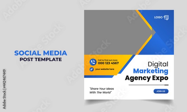 Fototapeta Modern promotion web banner for social media post template. minimalist square flyer for digital marketing