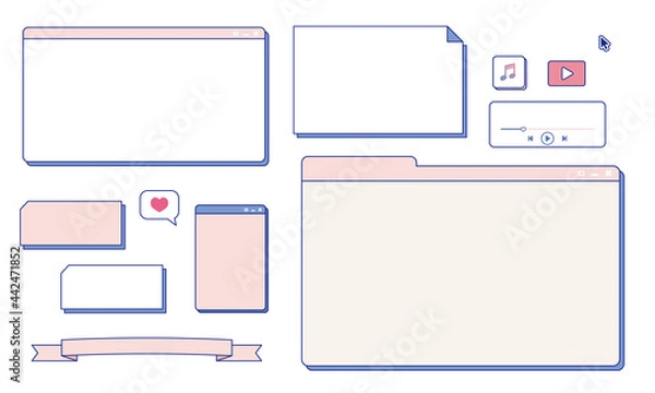 Obraz ウィンドウ風 フレームデザイン レトロ可愛い  ベクター