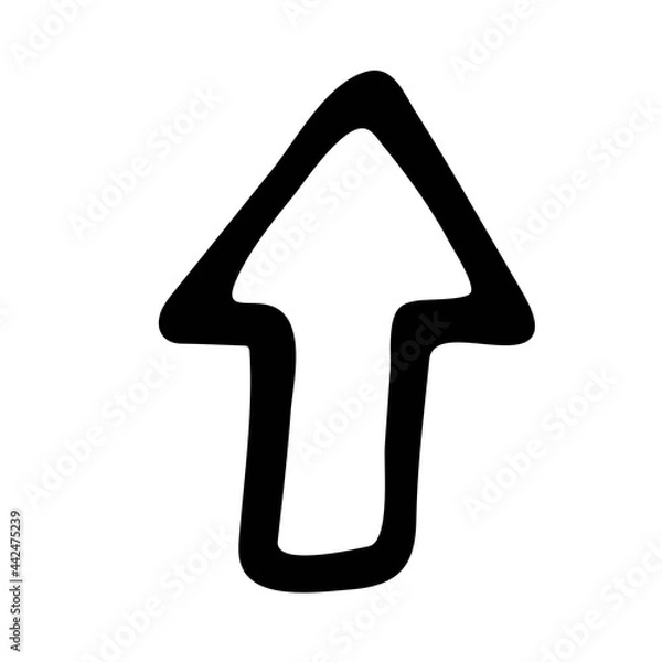 Fototapeta Cursor icon. Arrow hollow doodle style. Pointer sign. Clip-art image of a silhouette. Vector illustration