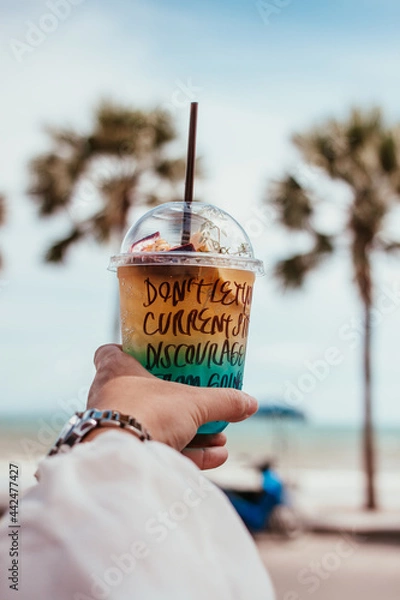 Obraz cup of coffee  blurred background