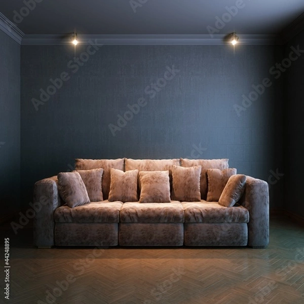 Fototapeta interior for the rest (version with brown velvet sofa)