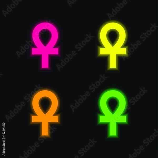 Fototapeta Ankh four color glowing neon vector icon