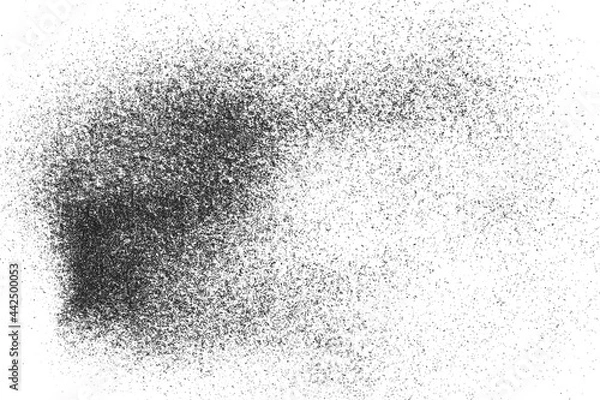 Fototapeta Black glitter dust, gunpowder isolated on white background and texture, top view