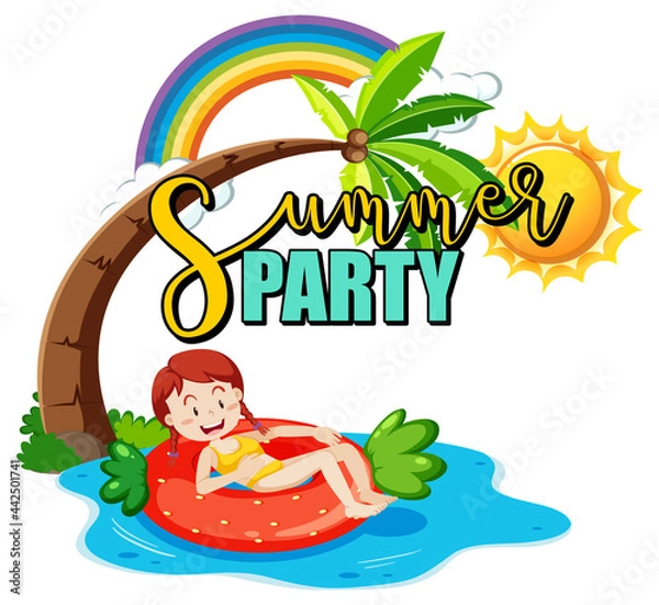 Fototapeta Empty banner board with summer beach elements