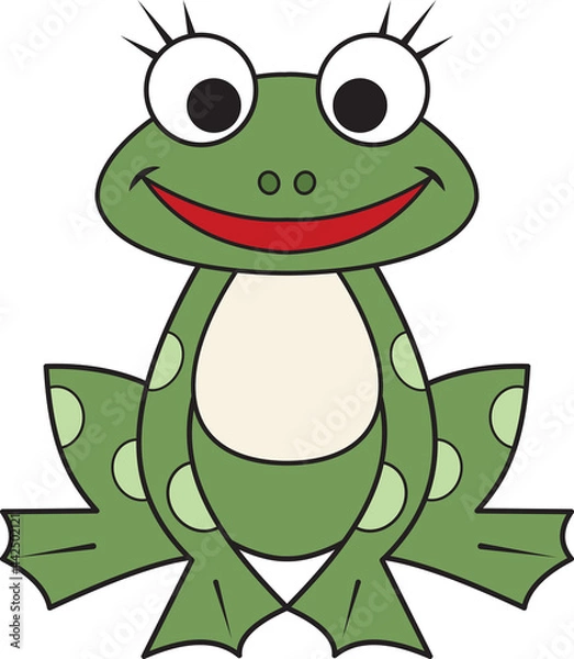 Obraz Cartoon illustration of funny frog. Cute and funny cartoon characters. Illustration for children.