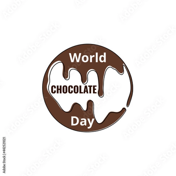 Fototapeta World Chocolate Day July 7. Simply chocolate planet. The minimalist design of minimalism. World chocolate day vector illustration. Line art drawing.
