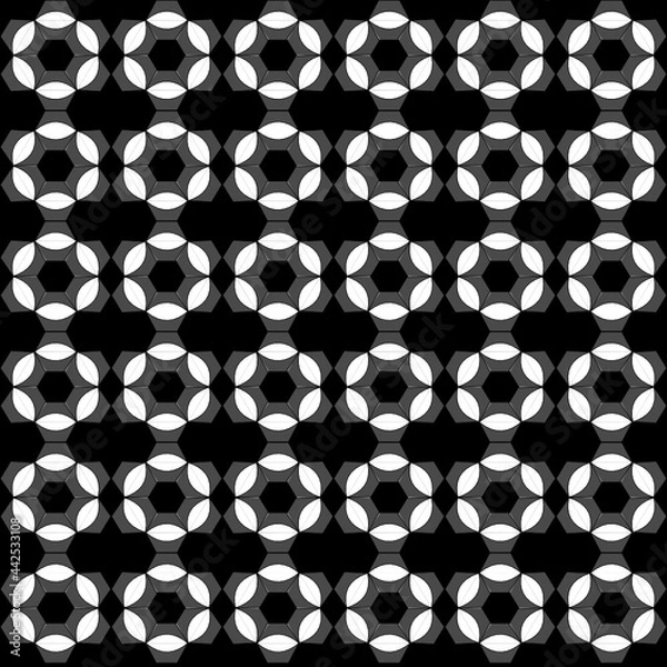 Obraz seamless pattern white geometric isolated n black background, elegant style vector