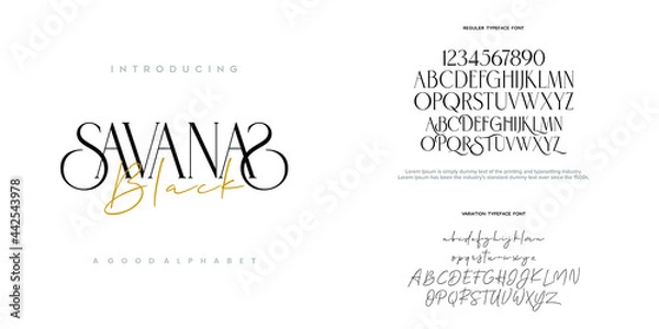 Obraz Abstract Fashion font alphabet. Minimal modern urban fonts for logo, brand etc. Typography typeface uppercase lowercase and number. vector illustration