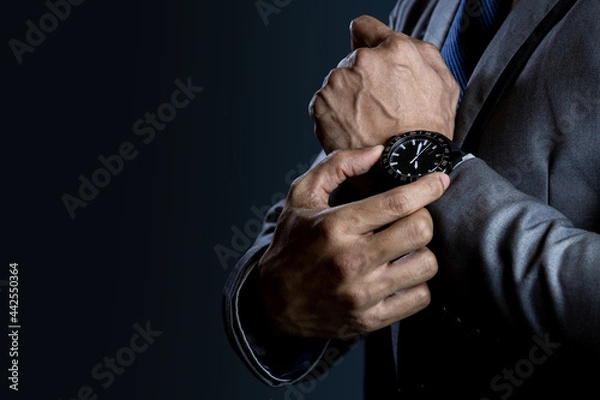 Fototapeta Businessman checking time on watch