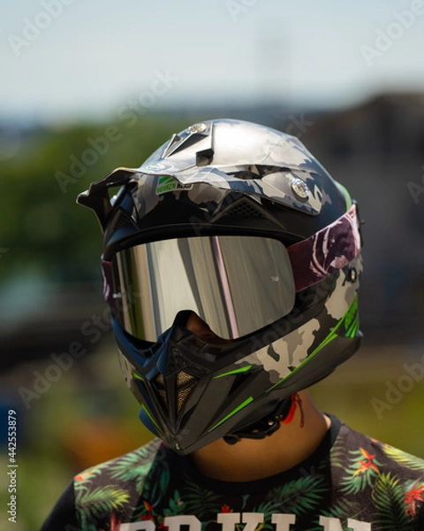 Obraz Motorradfahrer mit Helm