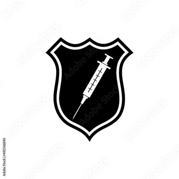 Fototapeta Vaccination protection shield icon isolated on white background
