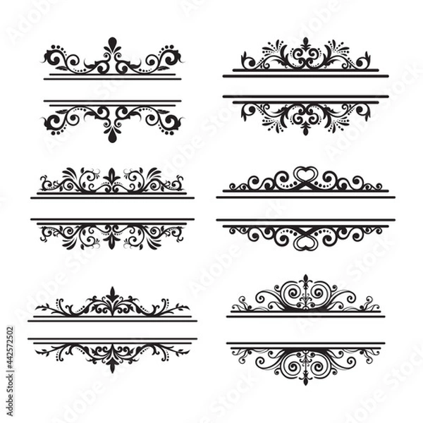 Obraz split flourish monogram bundle vector illustration design