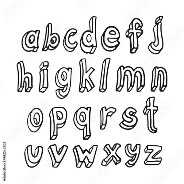 Fototapeta Doodle hand drawn vector cute isolated font