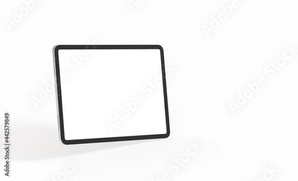 Fototapeta 3D tablet with empty screen isolated digital white
