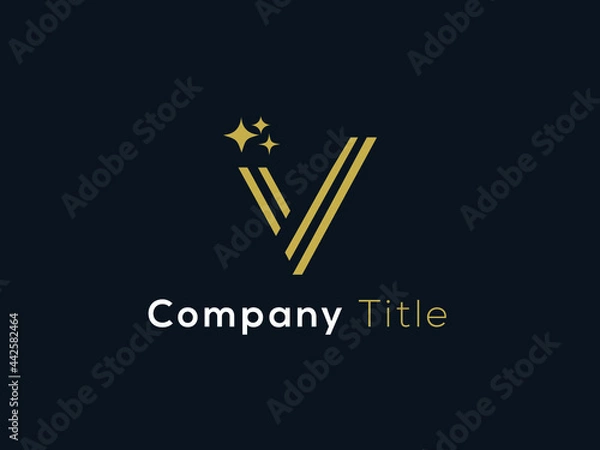 Fototapeta Modern creative V Logo Design and template With star. V icon initials based Monogram and Letters in vector.