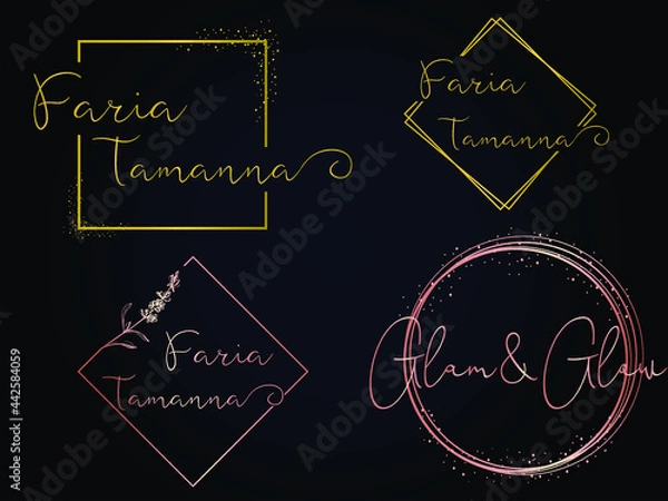 Obraz Luxury signature geomatric logo gold and pink gold