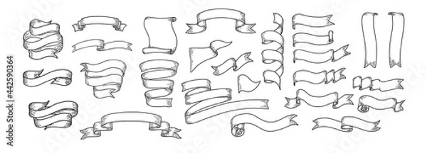 Fototapeta Hand drawing vector cartoon hand drawn sketches ribbons