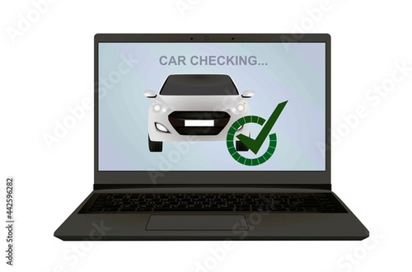Fototapeta Computer car checking. vector illustration