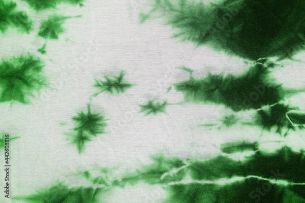 Obraz Green tie dye made on white fabric. Texture or Background