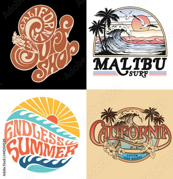 Obraz Surf Vector Graphic Set. A collection of vintage, modern, hand drawn and clean vector surf designs.