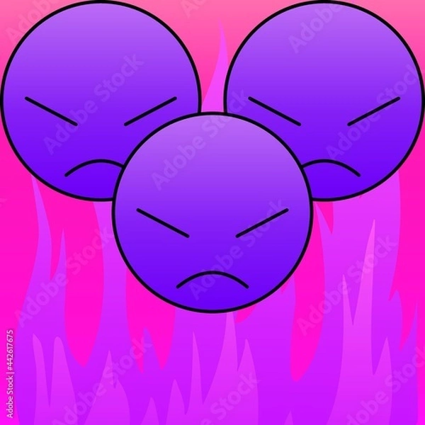 Obraz Angry face in purple with fire 04