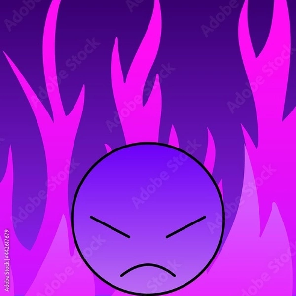 Obraz Angry face in purple with fire 05