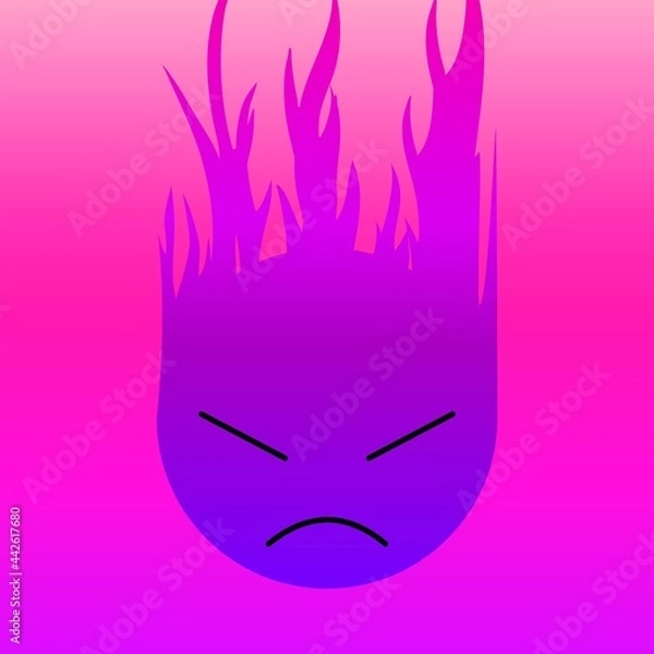 Obraz Angry face in purple with fire 08