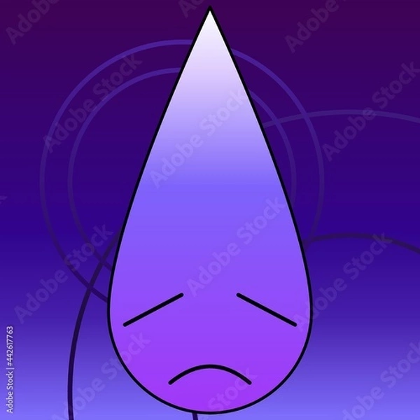 Obraz Sad face in purple with teardrop 07
