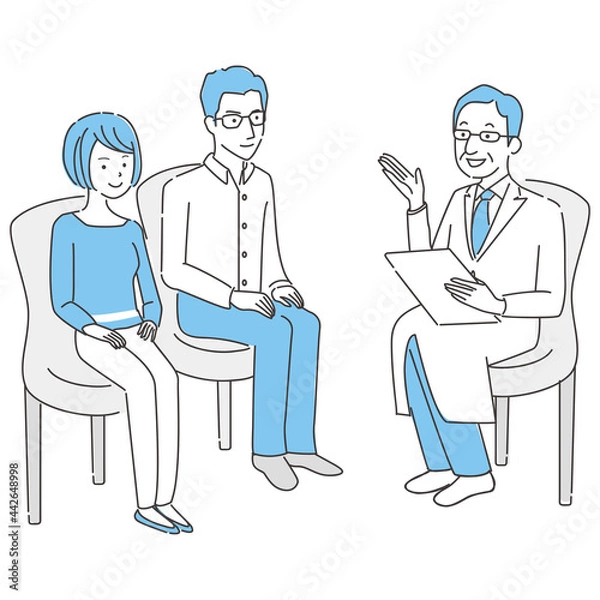 Fototapeta 線画人物アイコン　不妊治療　まずは面談