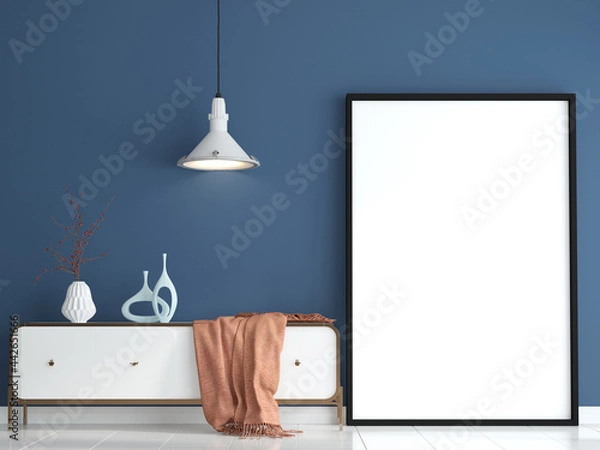 Fototapeta Office room with work desk and picture frame
