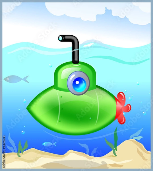 Obraz Funny green submarine