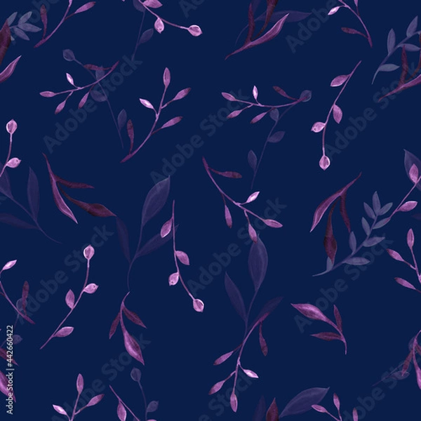 Fototapeta Seamless pattern with flowers and leaves. Hand-drawn . Floral pattern for wallpaper or fabric. Flowers and leaves. Texture background.