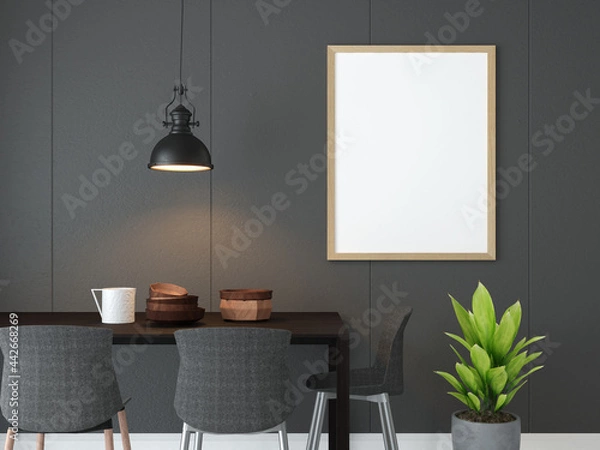 Obraz Living room decorated with shelves and wall frames.
