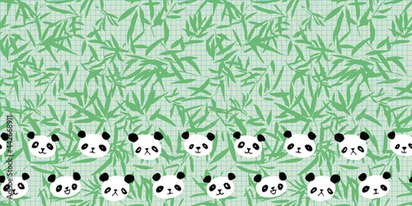Fototapeta Panda Bamboo Frame Border Seamless Pattern