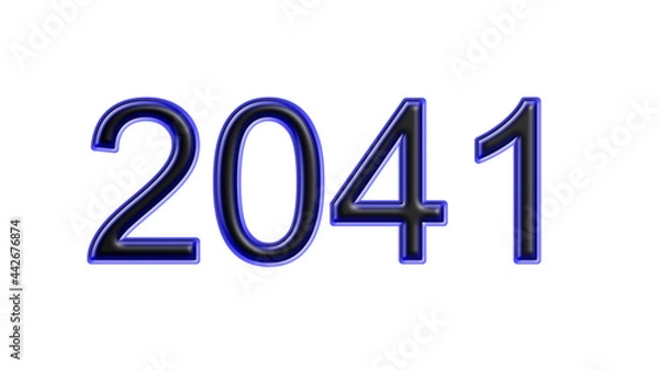 Obraz blue 2041 number 3d effect white background