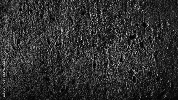Fototapeta Black wall texture rough background. Dark concrete floor or old grunge background with black.