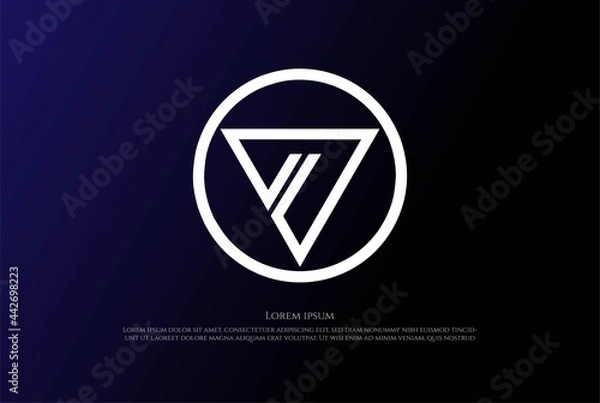 Obraz Circle Triangle Arrow Initial Letter V Sport Apparel Logo Design Vector
